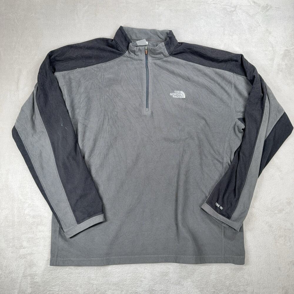 The North Face Men's 1/4 Zip Long Sleeve Sweater TKA 100 Fleece Gray Sz XL